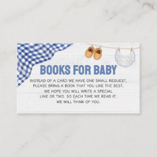 Blauwe Voetbal Baby Shower Boeken voor Baby Informatiekaartje