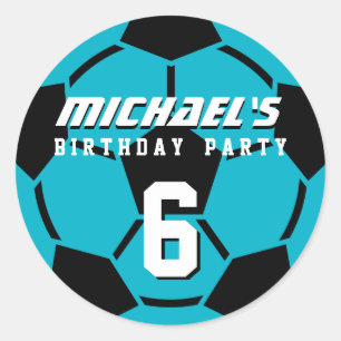 Blauwe Voetbal sport Birthday Party Stickers