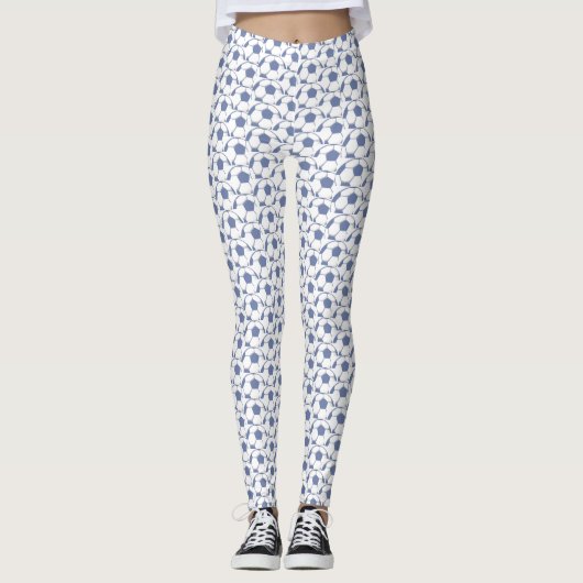 Blauwe Voetballen Design All-Over Print Leggings (Voorkant)
