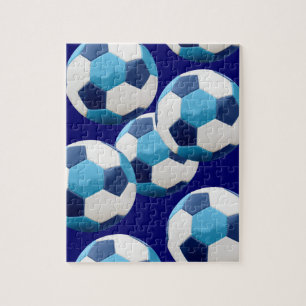 Blauwe Voetballen, grafisch ontwerp voor voetzoeke Legpuzzel
