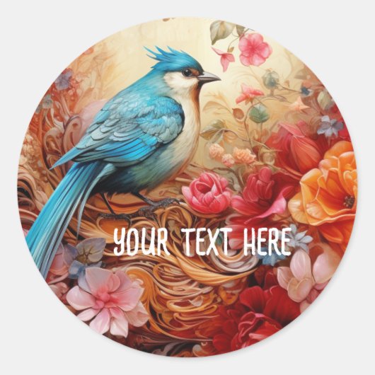 Blauwe Vogel 1b Ronde Sticker (Voorkant)
