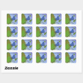 Blauwe Vogel Adreswijziging Vierkante Sticker (Vel)