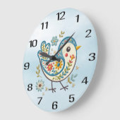 Blauwe Vogel Bloemen Muur Klok (Hoek)