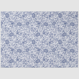 Blauwe vogel bloemen ontkoppel weefsel papier