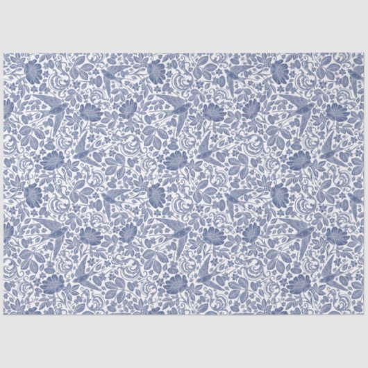 Blauwe vogel bloemen ontkoppel weefsel papier (Voorkant)