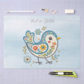 Blauwe vogel bloemenweefsel papier (Craft)