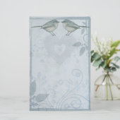 Blauwe vogel briefpapier (Staand voorkant)