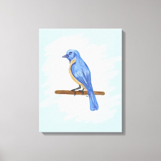 Blauwe vogel canvas afdruk (Voorkant)