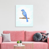 Blauwe vogel canvas afdruk (Insitu (Woonkamer))