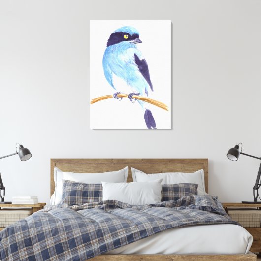 Blauwe vogel canvas afdruk (Insitu (Slaapkamer))