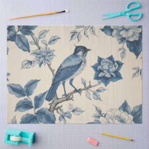 Blauwe Vogel Chinoiserie Decoupage Tissuepapier