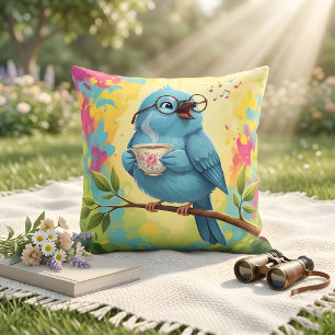 Blauwe Vogel Cozy Worpkussen Kussen