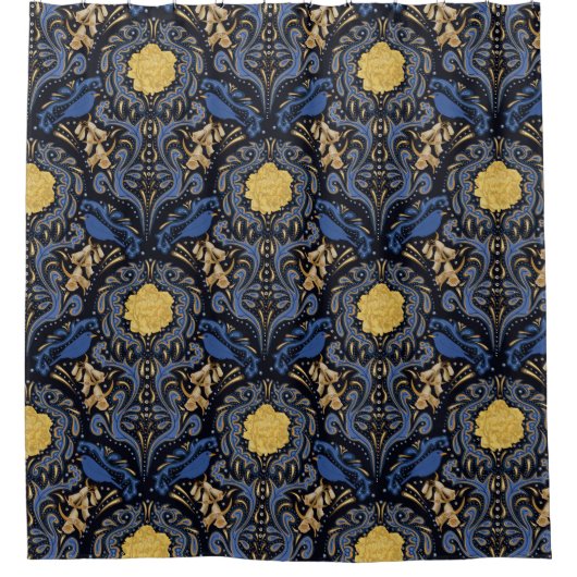 Blauwe vogel douchegordijn (Voorkant)