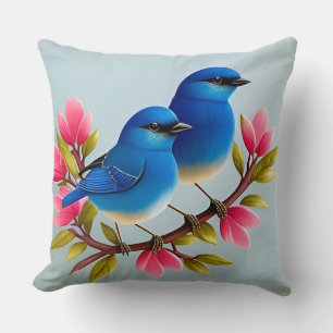 Blauwe Vogel Duo Worp Kussen Cozy Huisdecoratie