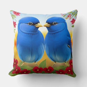 🕊️ Blauwe Vogel Duo Worp Kussen Knus Natuur Decor