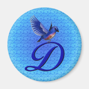 Blauwe Vogel Elegant Monogram Initiaal D Magneet