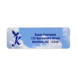 Blauwe Vogel Elegant Monogram Initiaal K Retouradr Etiket