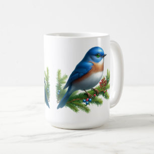 Blauwe Vogel en Bessen Vakantie Motief Koffiemok