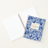 Blauwe vogel en hart geïllustreerd Dankbaarheidsjo Notitieboek (Binnen)