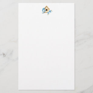 Blauwe Vogel en Vogelhuis Briefpapier