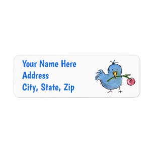 Blauwe vogel etiket