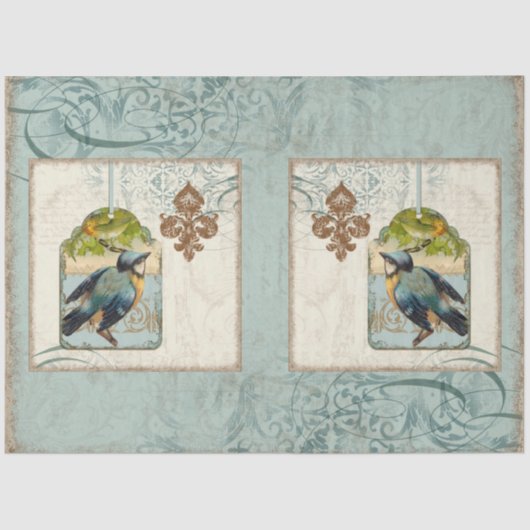 Blauwe  vogel Franse vloour de Lis ontkoppeling Tissuepapier (Voorkant)