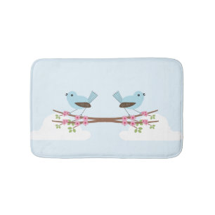 Blauwe vogel in Blossom Tree Cute Badmat