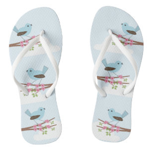Blauwe vogel in Blossom Tree Cute Teenslippers