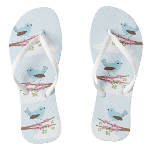 Blauwe vogel in Blossom Tree Cute Teenslippers (Voetbed)