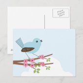Blauwe vogel in de Blossom-boom Briefkaart (Voorkant / Achterkant)