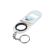 Blauwe vogel in de Blossom-boom Mini Flessenopener (Achterkant Gekanteld)