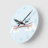 Blauwe vogel in de Blossom-boom Ronde Klok (Hoek)