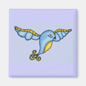 Blauwe vogel in vluchtmagneet magneet (Voorkant)