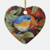Blauwe vogel keramisch ornament (Voorkant)