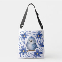 Blauwe Vogel met bloemen