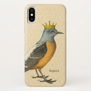 blauwe vogel met goudkroon iPhone x hoesje
