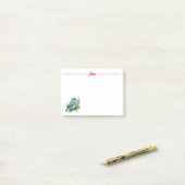 Blauwe vogel met Kerstmis Post-it® Notes (Op bureau)