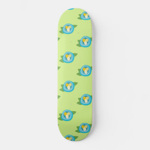 Blauwe Vogel Nesten Kleurrijke Eieren Groene Blade Skateboard