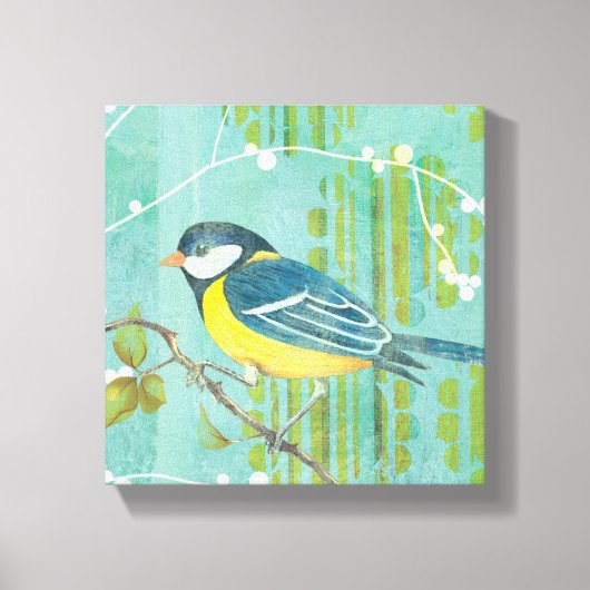 Blauwe vogel op een boom canvas afdruk (Voorkant)