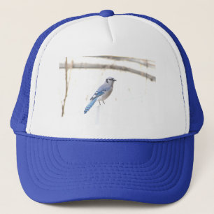 Blauwe Vogel Op Wit Trucker Pet