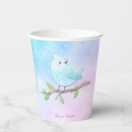 Blauwe Vogel Papier Cups Papieren Bekers (Voorkant)