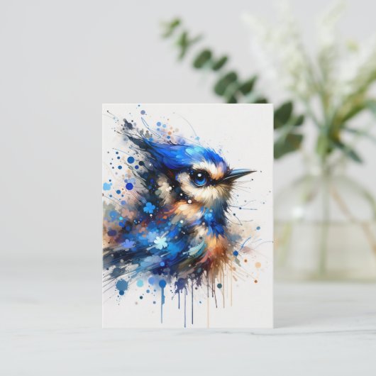 Blauwe vogel, Postcrossing Briefkaart (Staand voorkant)