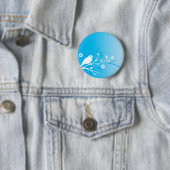 Blauwe vogel ronde button 5,7 cm (In situ)