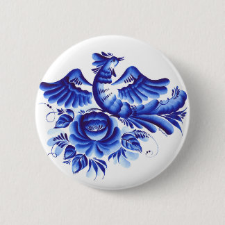 Blauwe vogel ronde button 5,7 cm