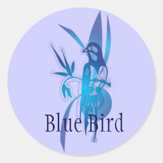 Blauwe vogel ronde sticker