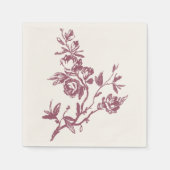 Blauwe Vogel Roze Dank u Bloemen Hart Servetten (Voorkant)