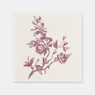 Blauwe Vogel Roze Dank u Bloemen Hart Servetten