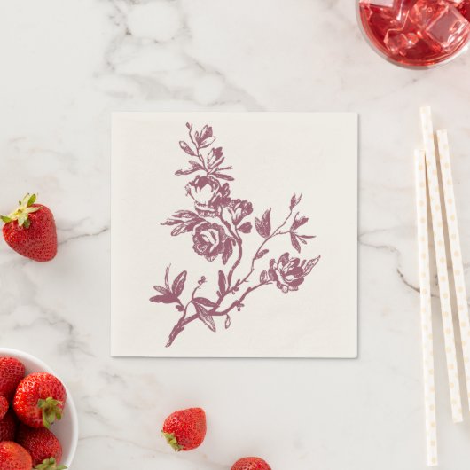 Blauwe Vogel Roze Dank u Bloemen Hart Servetten (Insitu)