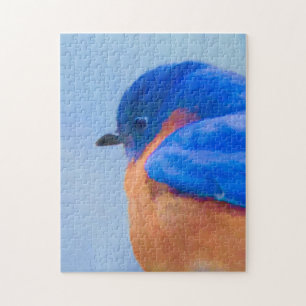 Blauwe Vogel Schilderij - Originele Vogel Kunst Legpuzzel