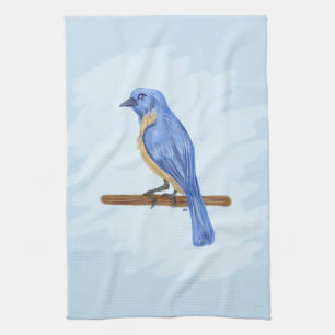 Blauwe vogel theedoek